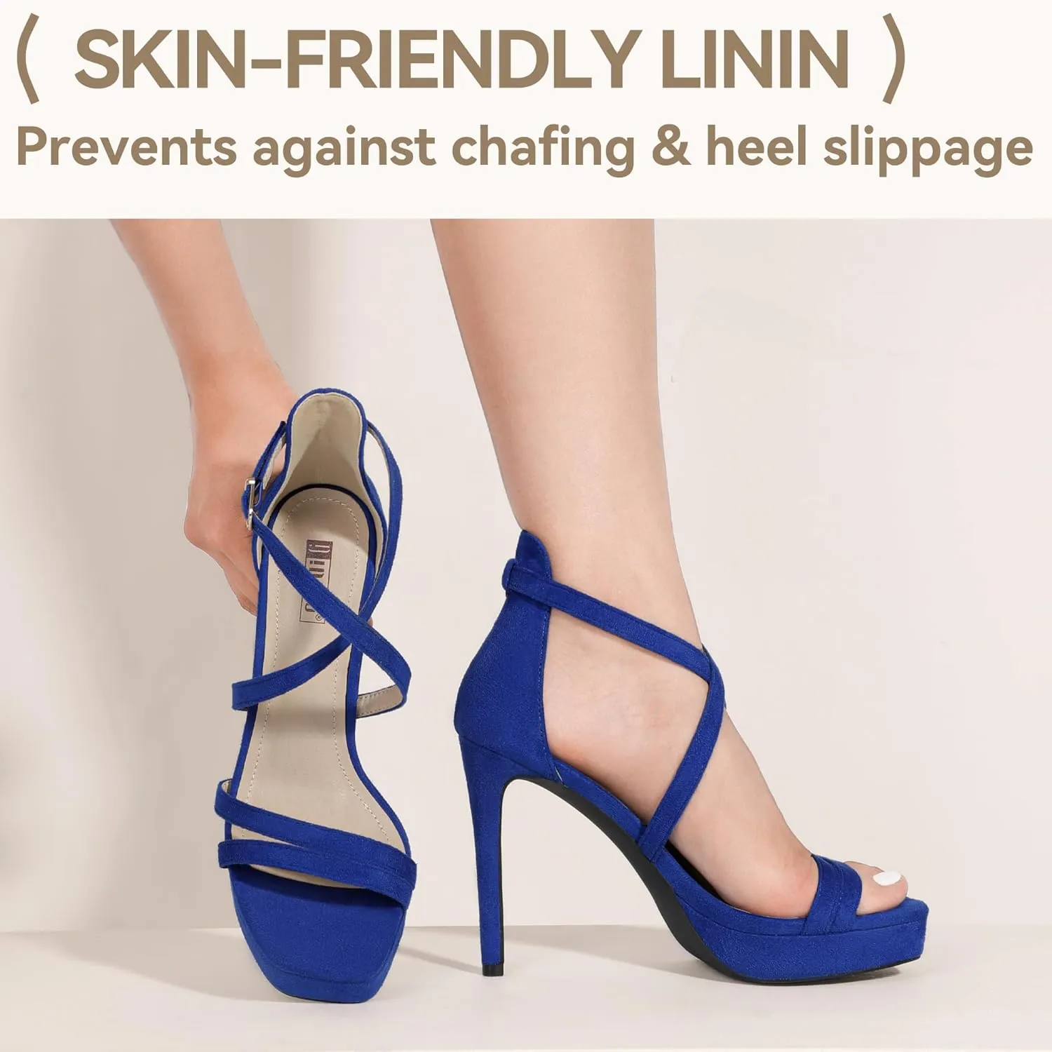 IDIFU IN4 Platform High Heels for Women Strappy Heeled Sandals Square Toe Heels Stiletto Heels Women's Wedding Party Bridal Sexy Dress Shoes Open Toe Heels