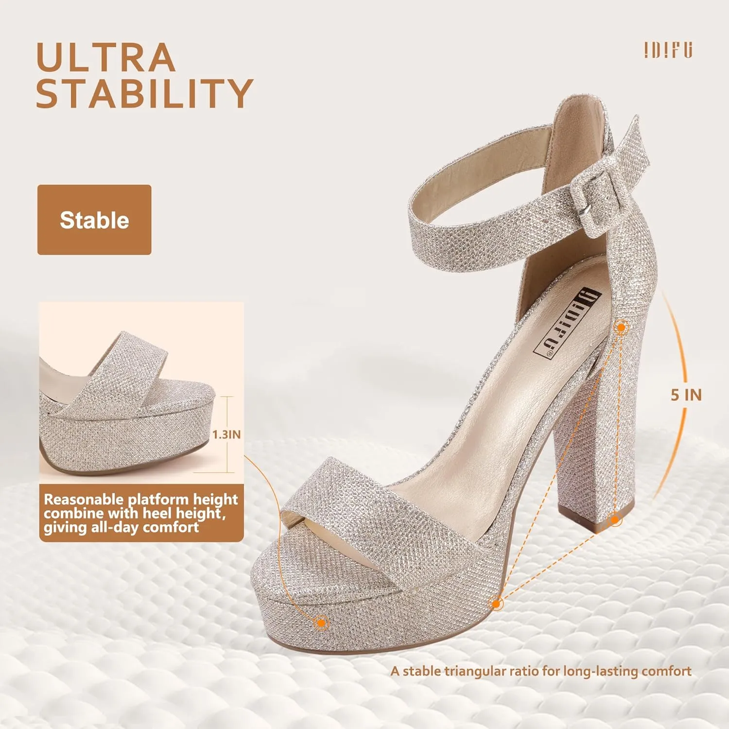 IDIFU Women's Ankle-Strap Heeled Sandal