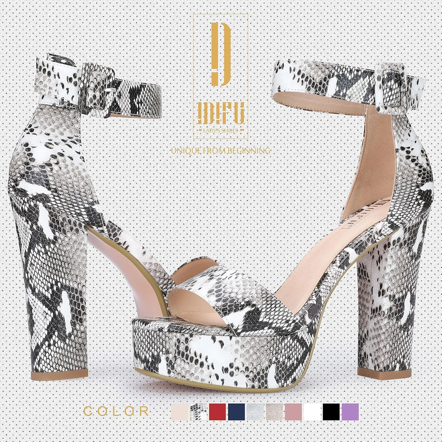 IDIFU Women's Ankle-Strap Heeled Sandal