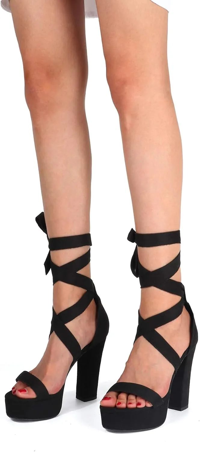IDIFU Women's Ankle-Strap Heeled Sandal