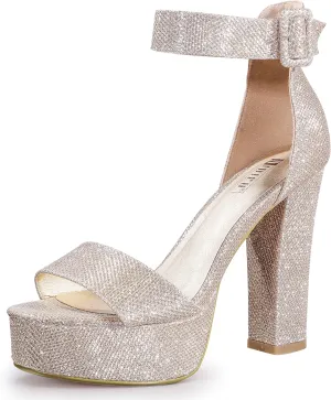 IDIFU Women's Ankle-Strap Heeled Sandal