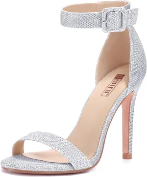 IDIFU Women's High Heels for Women Dressy Stiletto Heels Open Toe Heels Ankle Strap Heeled Sandals for Women on Wedding Party Homecoming