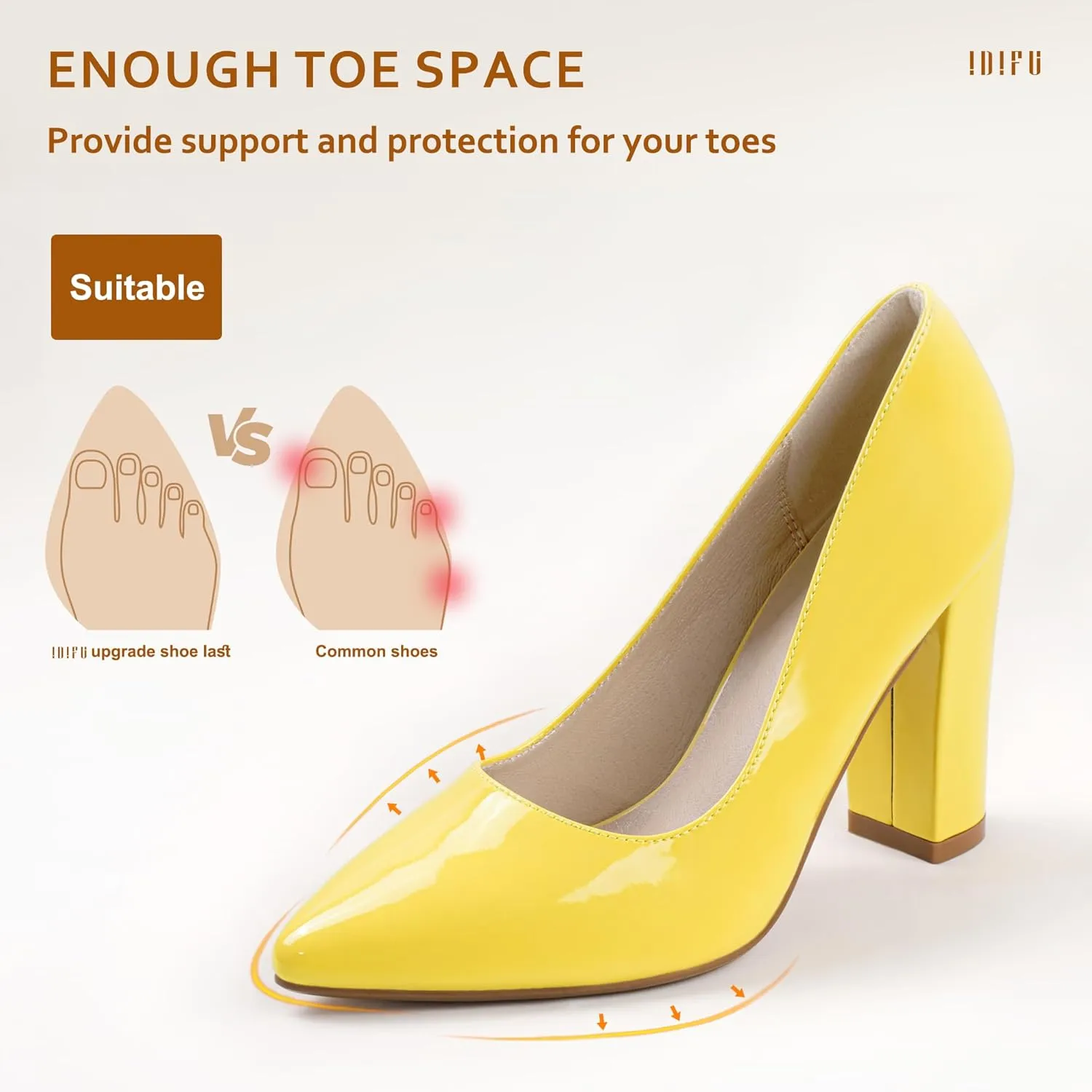 IDIFU Women's IN4 Chunky-HI Block High Heels Closed Pointed Toe Pumps Dress Office Shoes for Women
