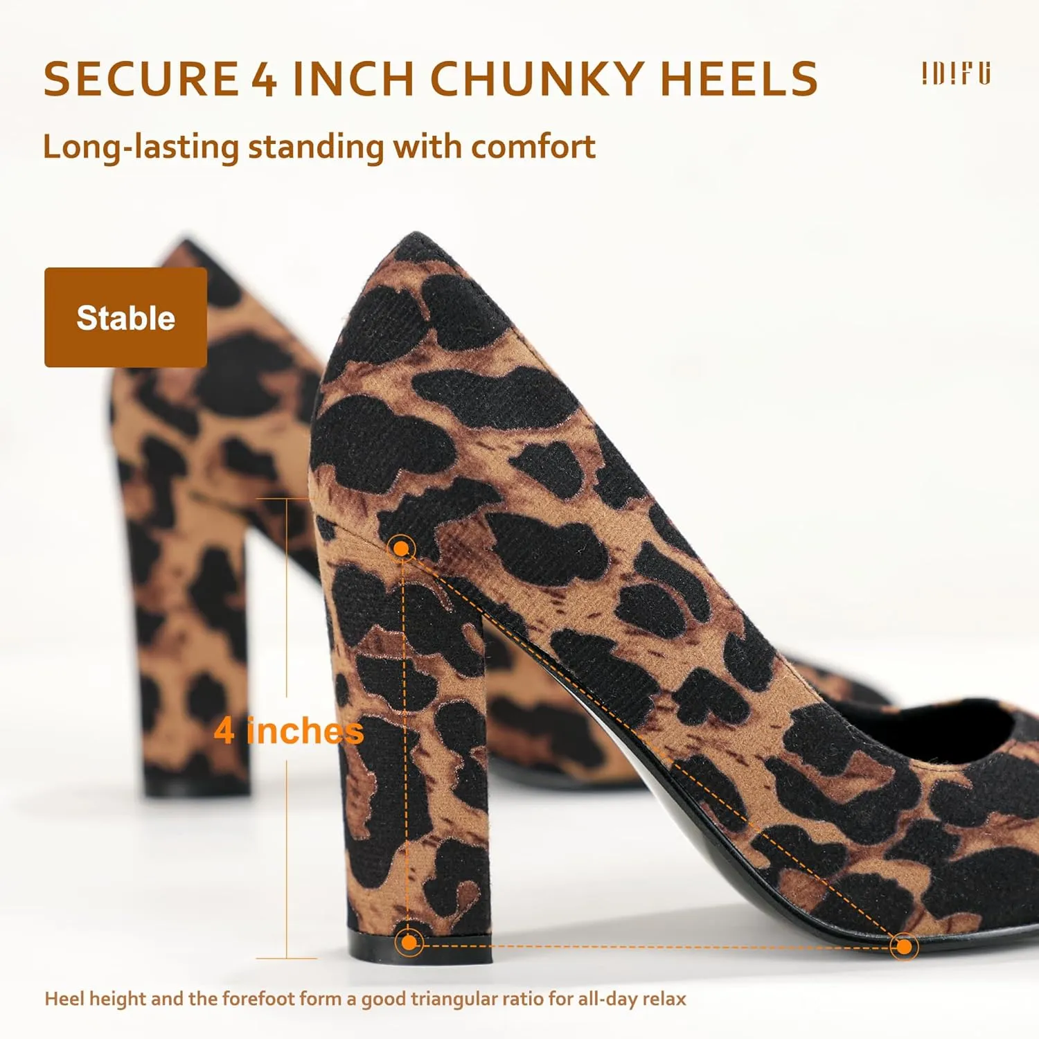 IDIFU Women's IN4 Chunky-HI Block High Heels Closed Pointed Toe Pumps Dress Office Shoes for Women