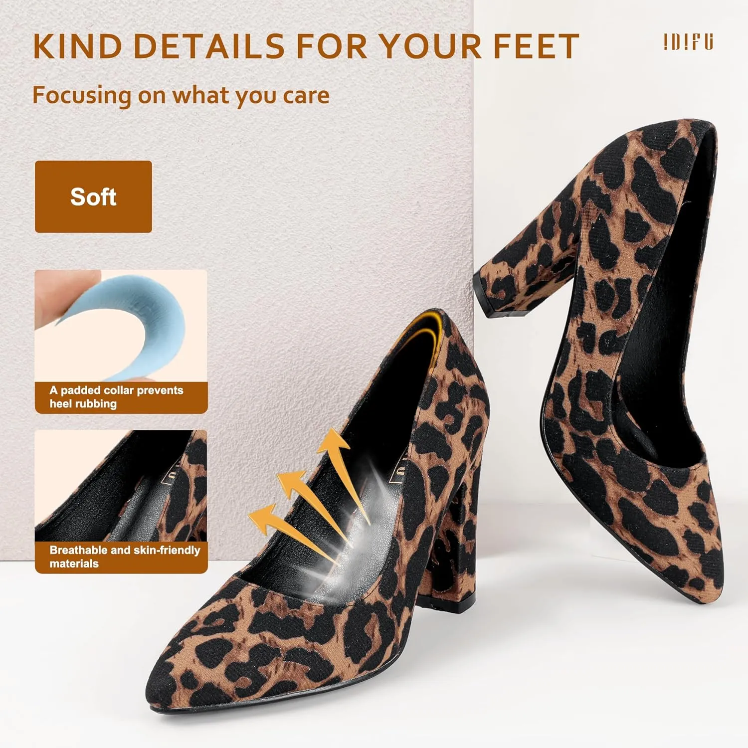IDIFU Women's IN4 Chunky-HI Block High Heels Closed Pointed Toe Pumps Dress Office Shoes for Women