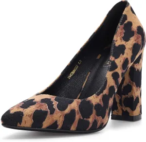 IDIFU Women's IN4 Chunky-HI Block High Heels Closed Pointed Toe Pumps Dress Office Shoes for Women