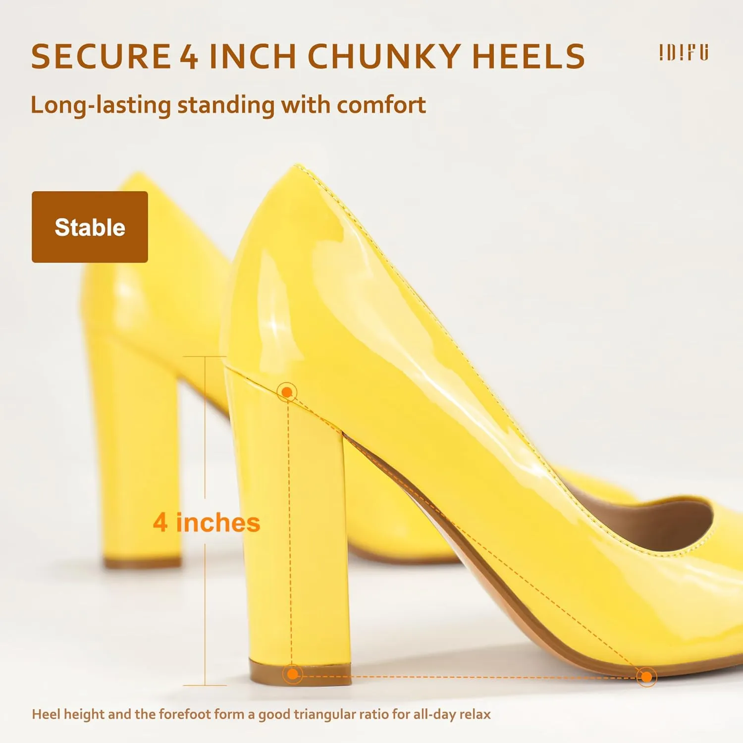 IDIFU Women's IN4 Chunky-HI Block High Heels Closed Pointed Toe Pumps Dress Office Shoes for Women