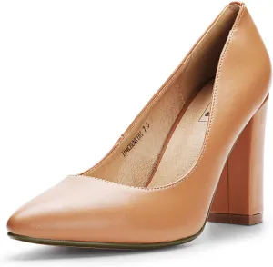 IDIFU Women's IN4 Chunky-HI Block High Heels Closed Pointed Toe Pumps Dress Office Shoes for Women