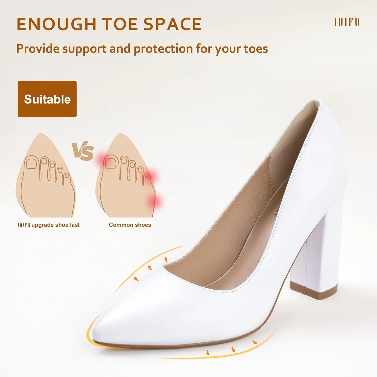 IDIFU Women's IN4 Chunky-HI Block High Heels Closed Pointed Toe Pumps Dress Office Shoes for Women