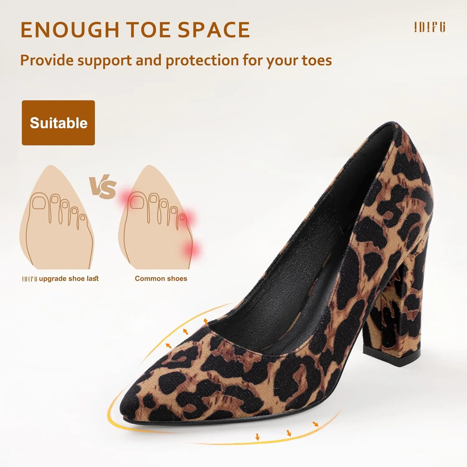 IDIFU Women's IN4 Chunky-HI Block High Heels Closed Pointed Toe Pumps Dress Office Shoes for Women