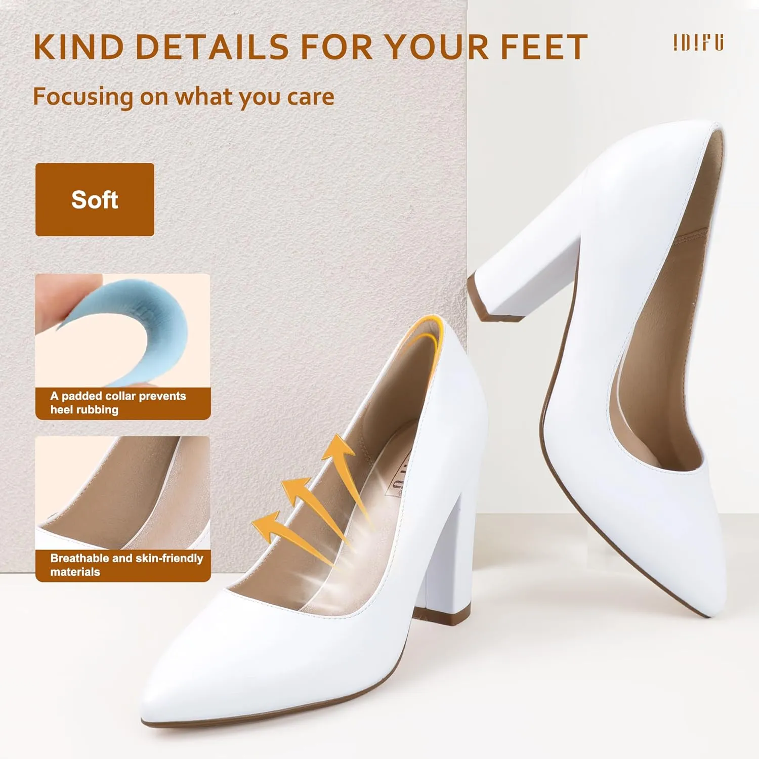 IDIFU Women's IN4 Chunky-HI Block High Heels Closed Pointed Toe Pumps Dress Office Shoes for Women