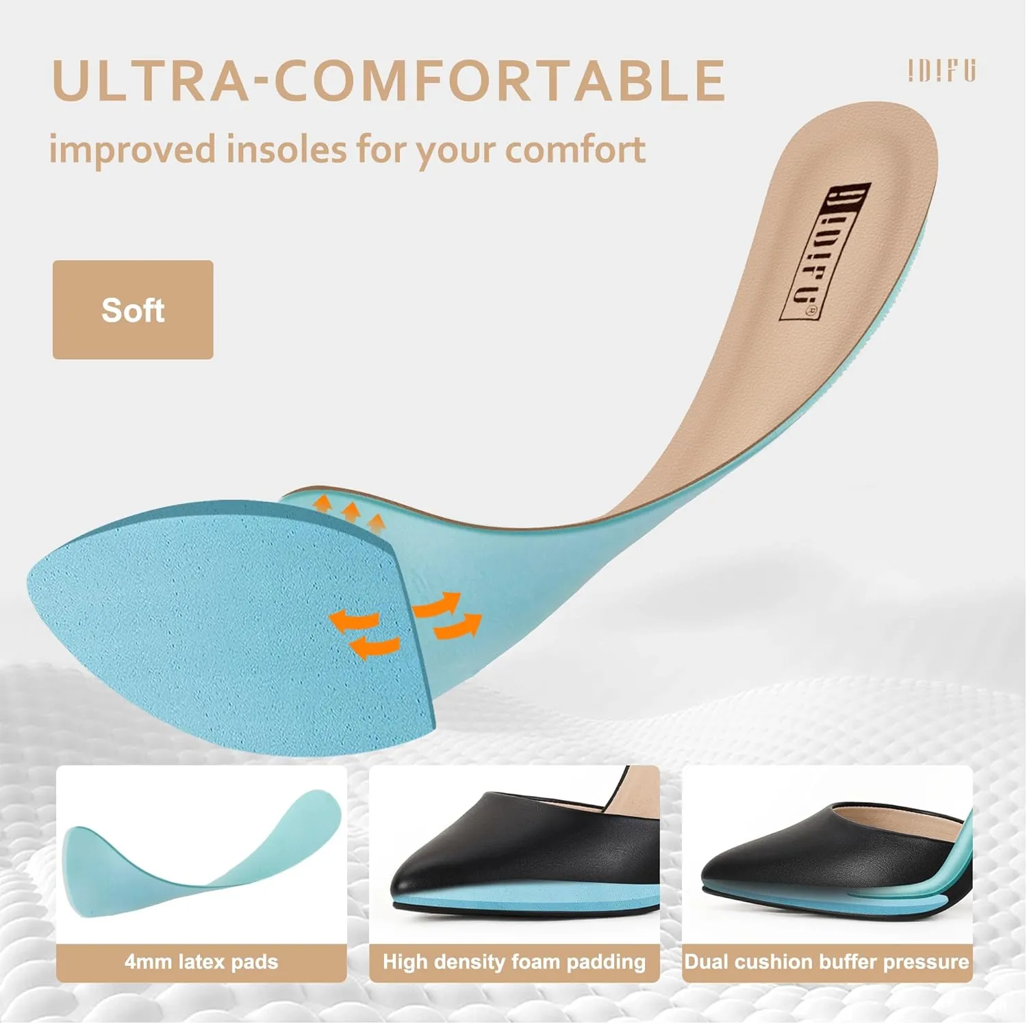 IDIFU Women's IN4 Pedazo High Block Heels Pumps Pointed Closed Toe Ankle Strap Dress Wedding Shoes