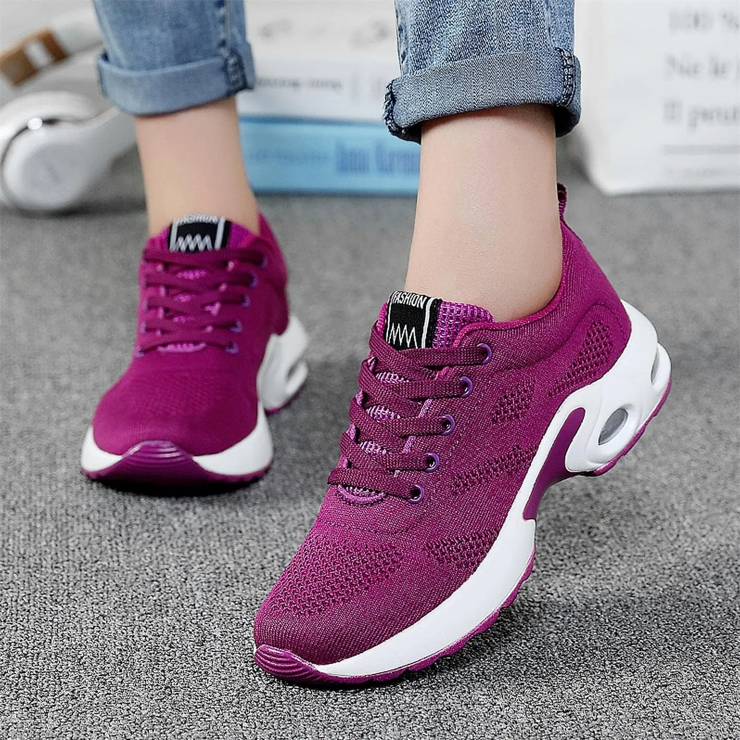 ihinzry Women's Air Running Shoes Lightweight Comfortable Non-Slip Walking Shoe Outdoor Breathable Fashion Mesh Sneakers