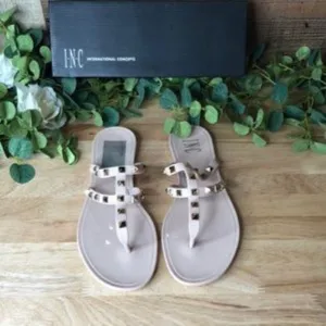 Inc International Concepts Ellie Jelly Flat Sandals nude stud Size 9.0