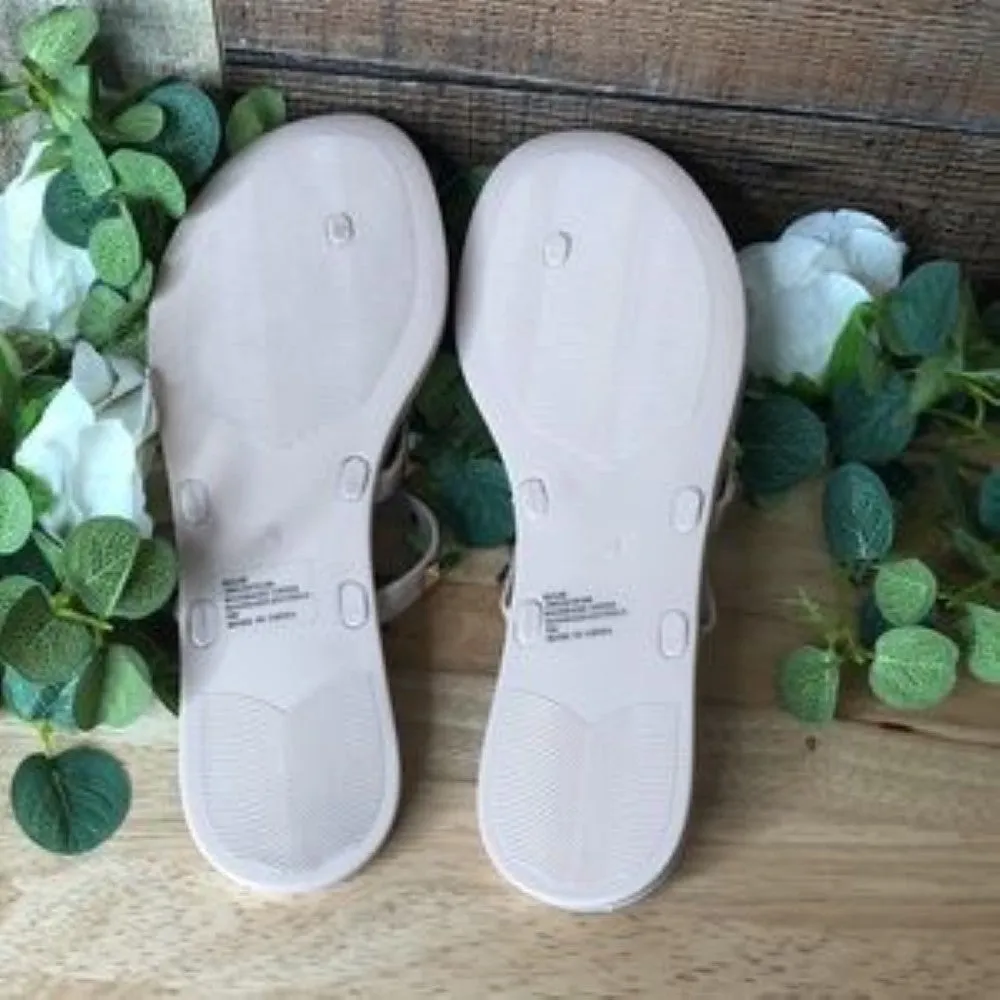 Inc International Concepts Ellie Jelly Flat Sandals nude stud Size 9.0