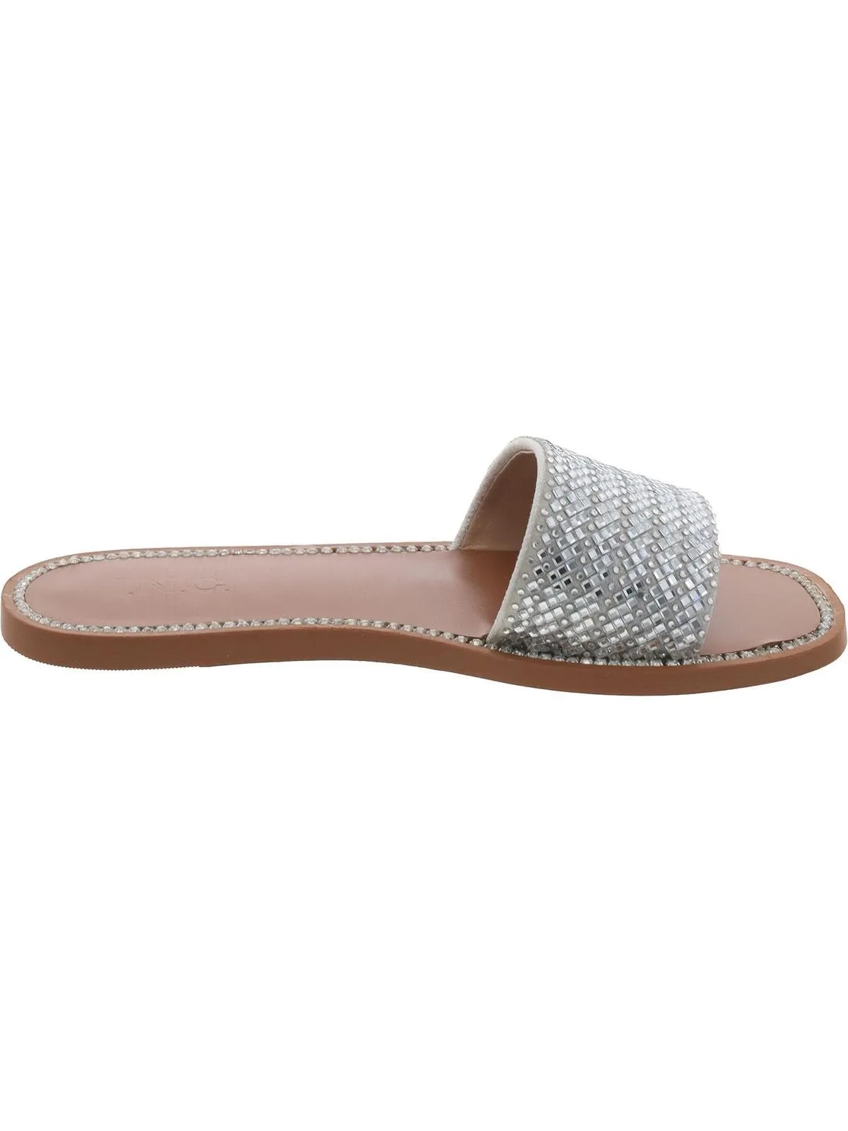 INC Womens Pelle3F Slide Slip On Slide Sandals Silver 6.5 Medium (B,M)