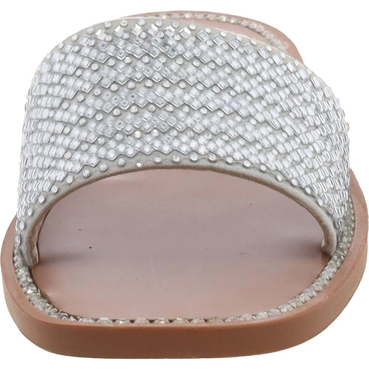 INC Womens Pelle3F Slide Slip On Slide Sandals Silver 6.5 Medium (B,M)