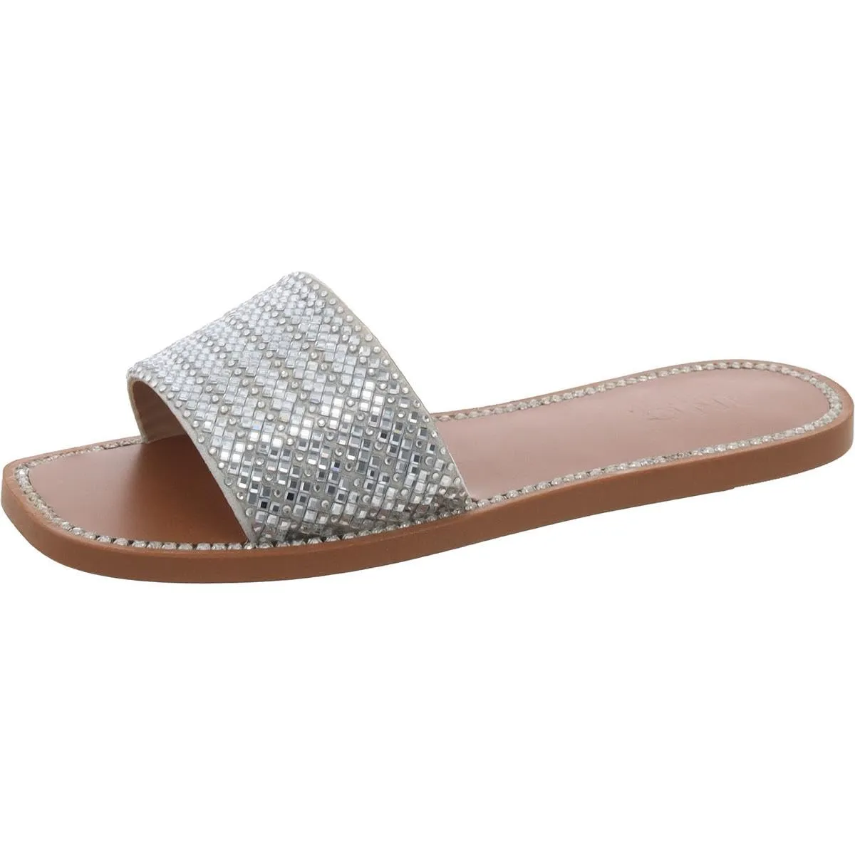 INC Womens Pelle3F Slide Slip On Slide Sandals Silver 6.5 Medium (B,M)