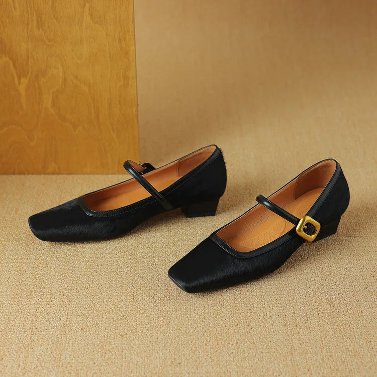 Isyou ibeauty Square Toe Block Low Heel Mary Jane Shoes Y2527