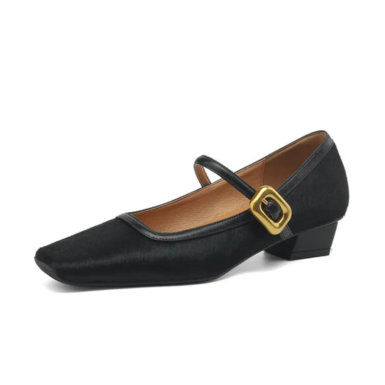 Isyou ibeauty Square Toe Block Low Heel Mary Jane Shoes Y2527