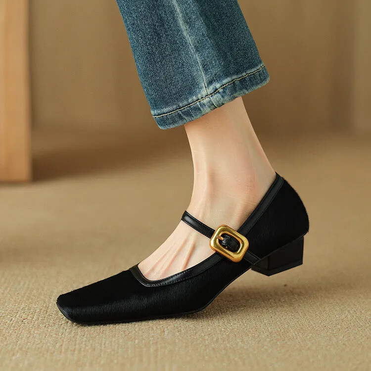 Isyou ibeauty Square Toe Block Low Heel Mary Jane Shoes Y2527