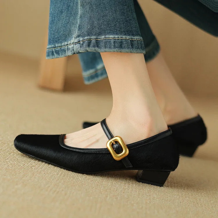 Isyou ibeauty Square Toe Block Low Heel Mary Jane Shoes Y2527