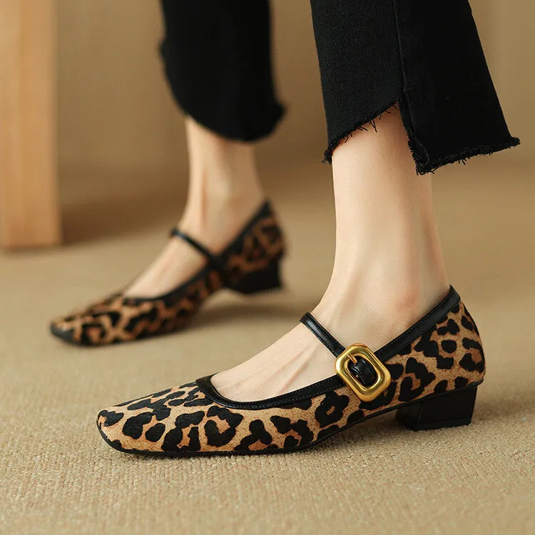 Isyou ibeauty Square Toe Block Low Heel Mary Jane Shoes Y2527