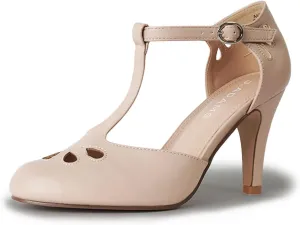 J. Adams Pepper Mary Janes - Vintage Cutout Low Kitten Heels Retro T Strap Pumps