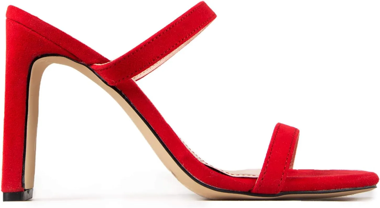 J. Adams Saint High Heels for Women - Square Open Toe Slip On Heeled Sandals