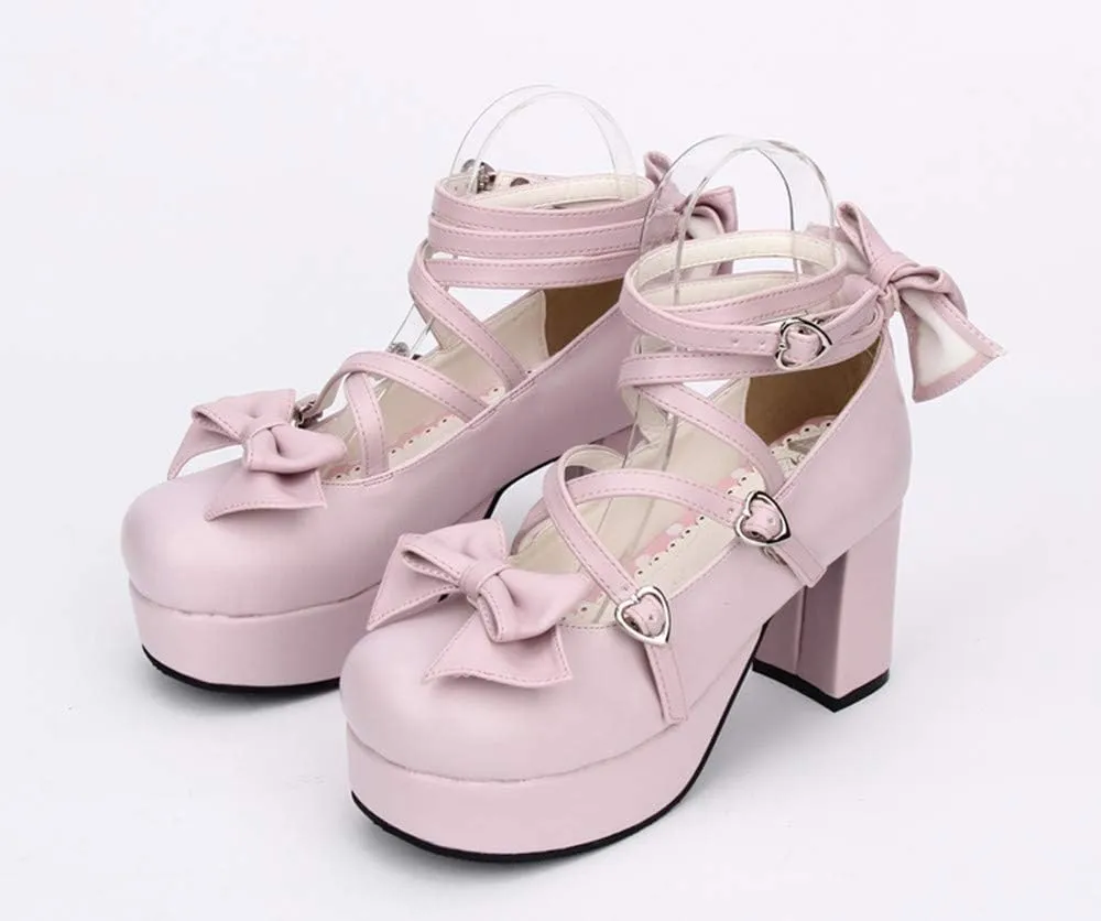 Japanese Lolita Party Shoes Criss Cross High Heels Ankle Strap Dress Pumps