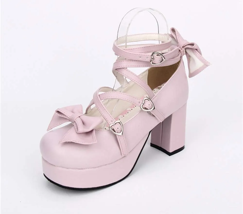 Japanese Lolita Party Shoes Criss Cross High Heels Ankle Strap Dress Pumps