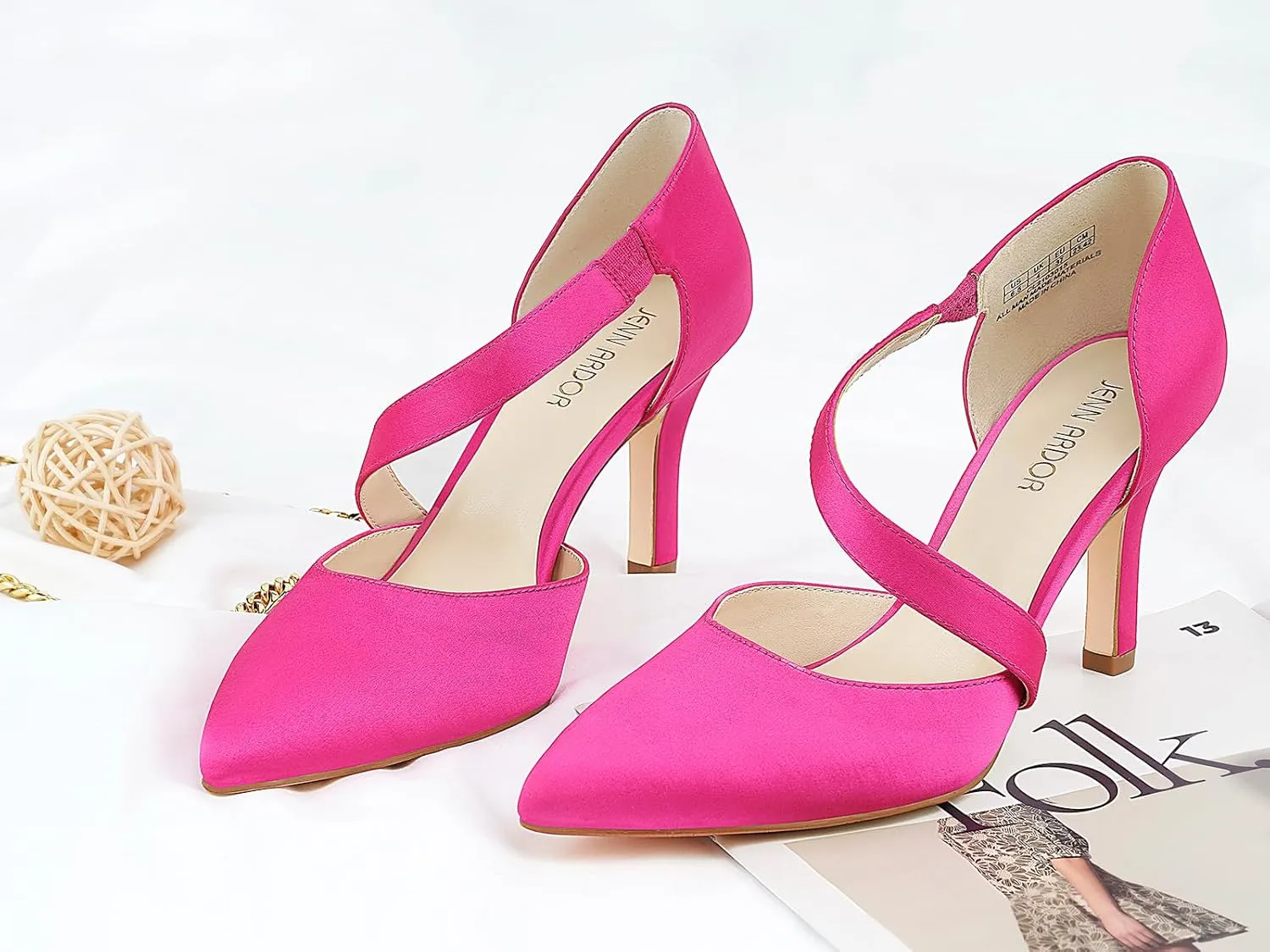 JENN ARDOR Women's Closed Toe Heels for Women 3 inch Stilettos Professional D'Orsay Pumps Sexy Ankle Strap Pointed Wedding Bride Evening Party Office Ladies Dress Shoes High Heels