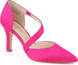 JENN ARDOR Women's Closed Toe Heels for Women 3 inch Stilettos Professional D'Orsay Pumps Sexy Ankle Strap Pointed Wedding Bride Evening Party Office Ladies Dress Shoes High Heels
