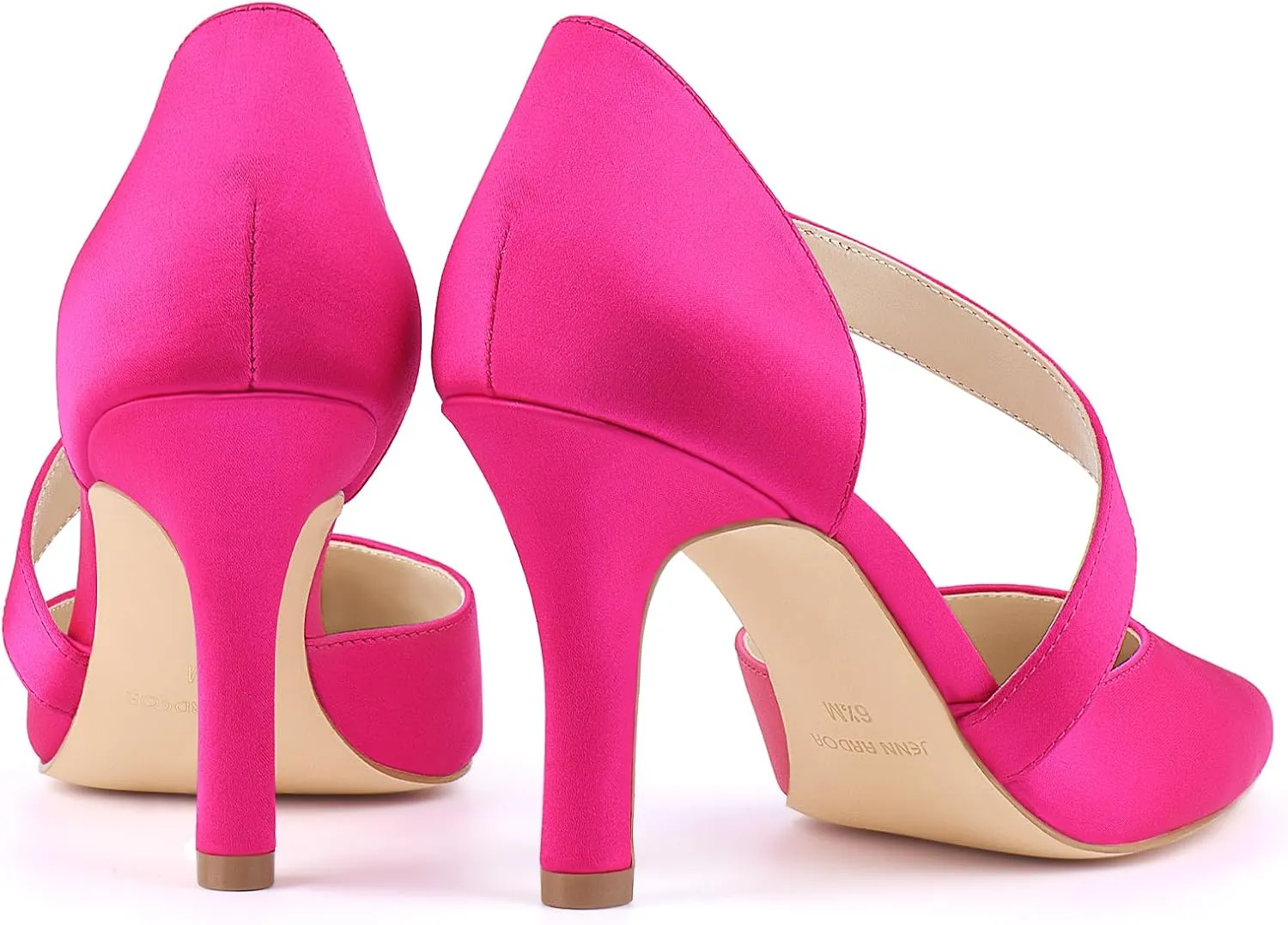 JENN ARDOR Women's Closed Toe Heels for Women 3 inch Stilettos Professional D'Orsay Pumps Sexy Ankle Strap Pointed Wedding Bride Evening Party Office Ladies Dress Shoes High Heels