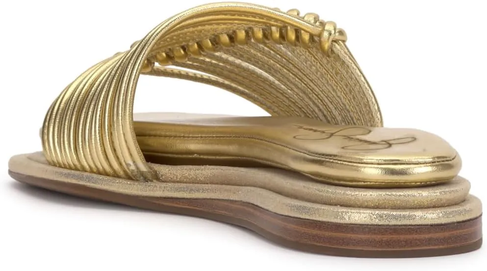 Jessica Simpson Womens Strappy Faux Leather Slide Sandals