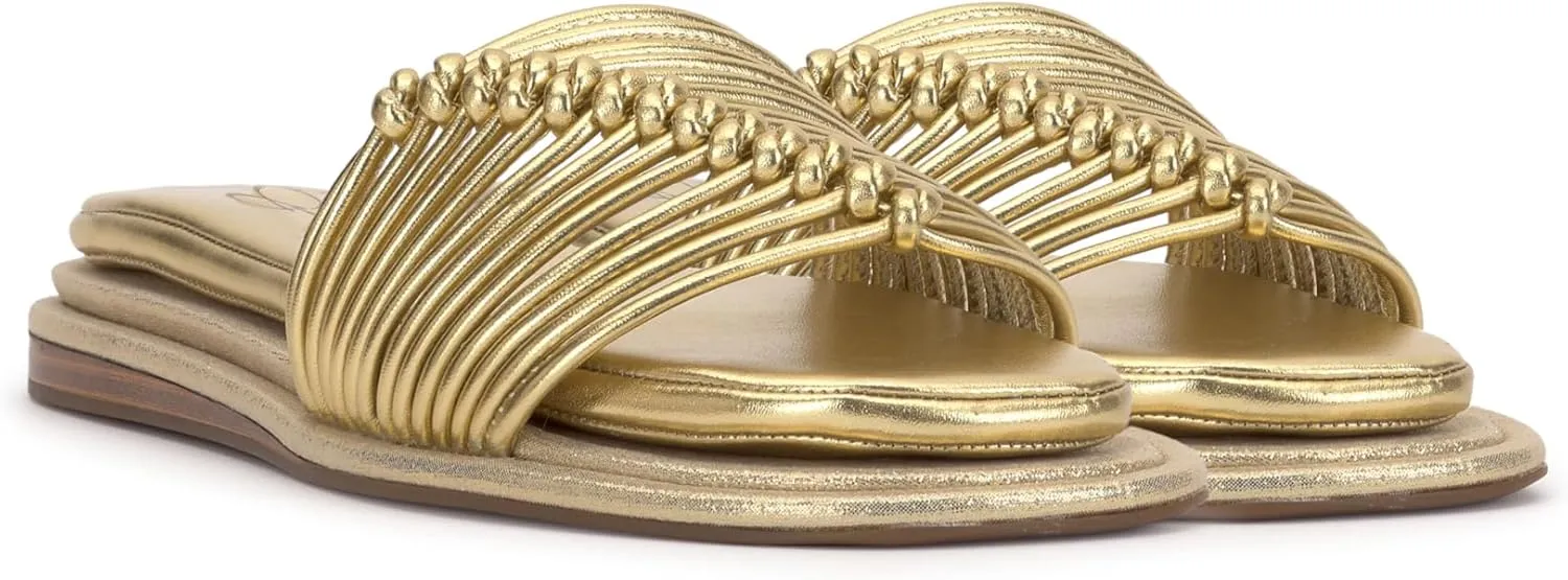 Jessica Simpson Womens Strappy Faux Leather Slide Sandals
