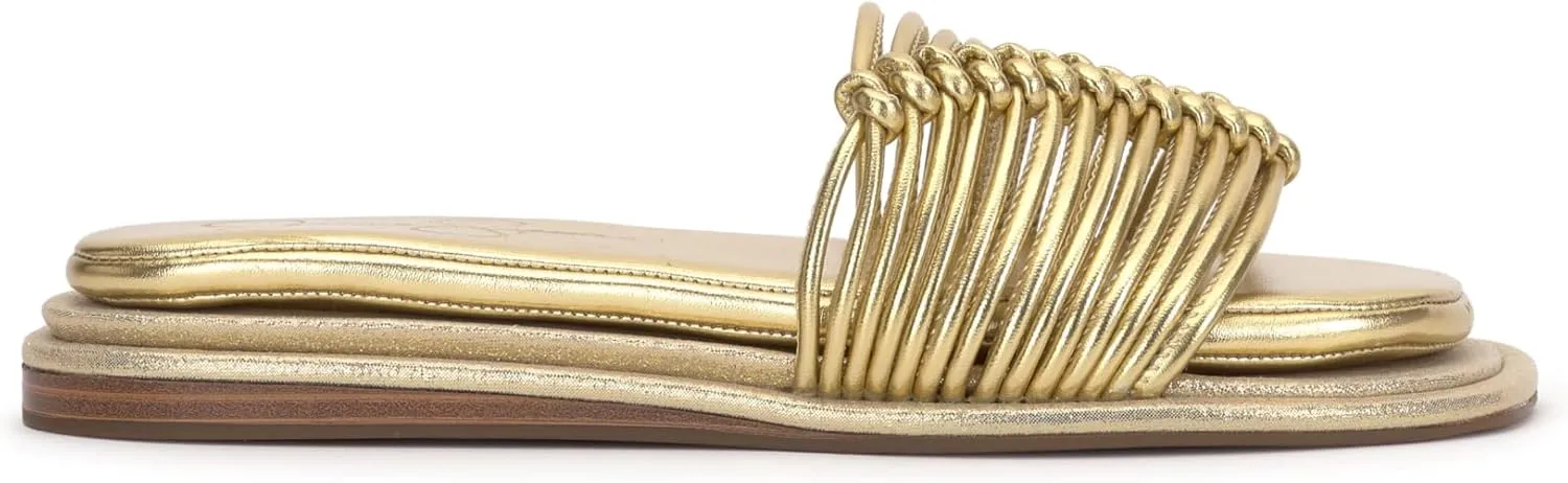 Jessica Simpson Womens Strappy Faux Leather Slide Sandals