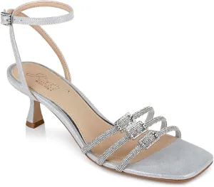 Jewel Badgley Mischka Tesslynn Open Toe Kitten Heels with Ankle Strap