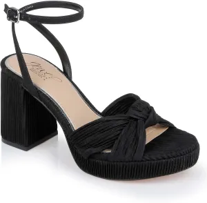Jewel Badgley Mischka Tyler Ribbed Open Toe Block Heels