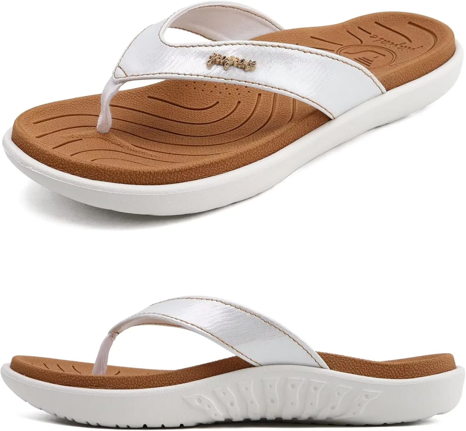 jiajiale Womens Fashion Orthotic Flip Flops Ladies Slip On Lightweight Comfortable Thick Cushion Yoga Mat Thong Sandals With Plantar Fasciitis Arch Support