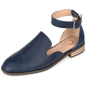 Journee Collection Womens Loreta Buckle Square Toe Loafer Flats - Navy - 11 Wide