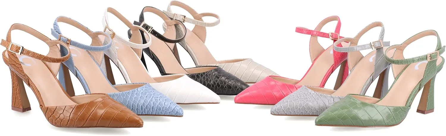 Journee Collection Womens Nixey Faux Leather Ankle Strap Pumps