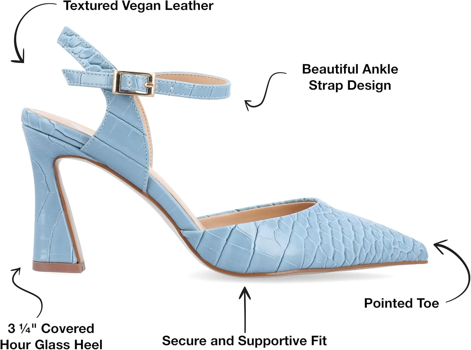 Journee Collection Womens Nixey Faux Leather Ankle Strap Pumps