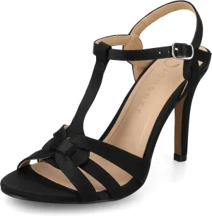 Journee Womens cushioned footbeds Valry Stiletto Heel faux leather open toe ankle strap buckle multi strap