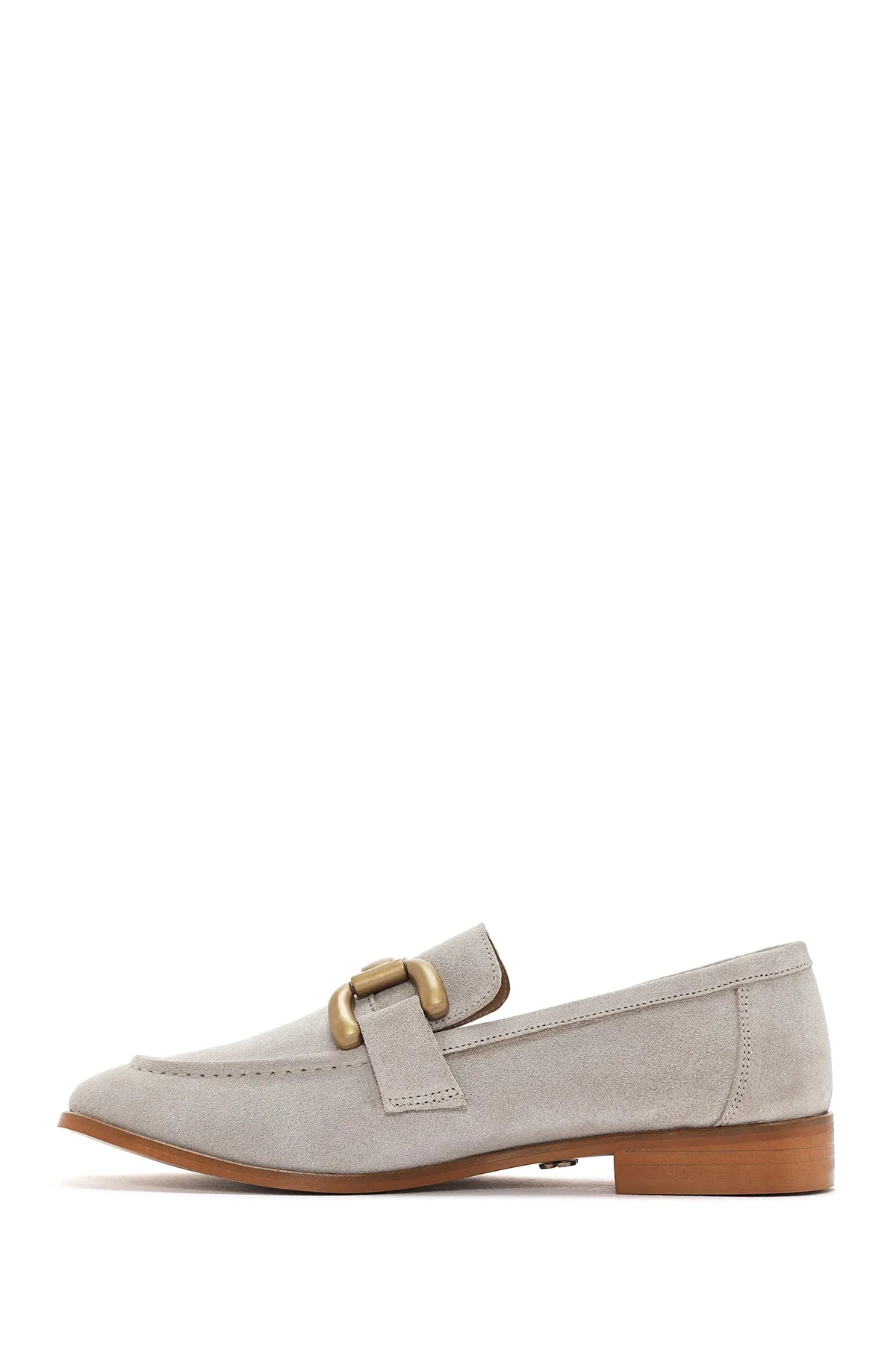 Kadın Bej Süet Deri Maskülen Loafer