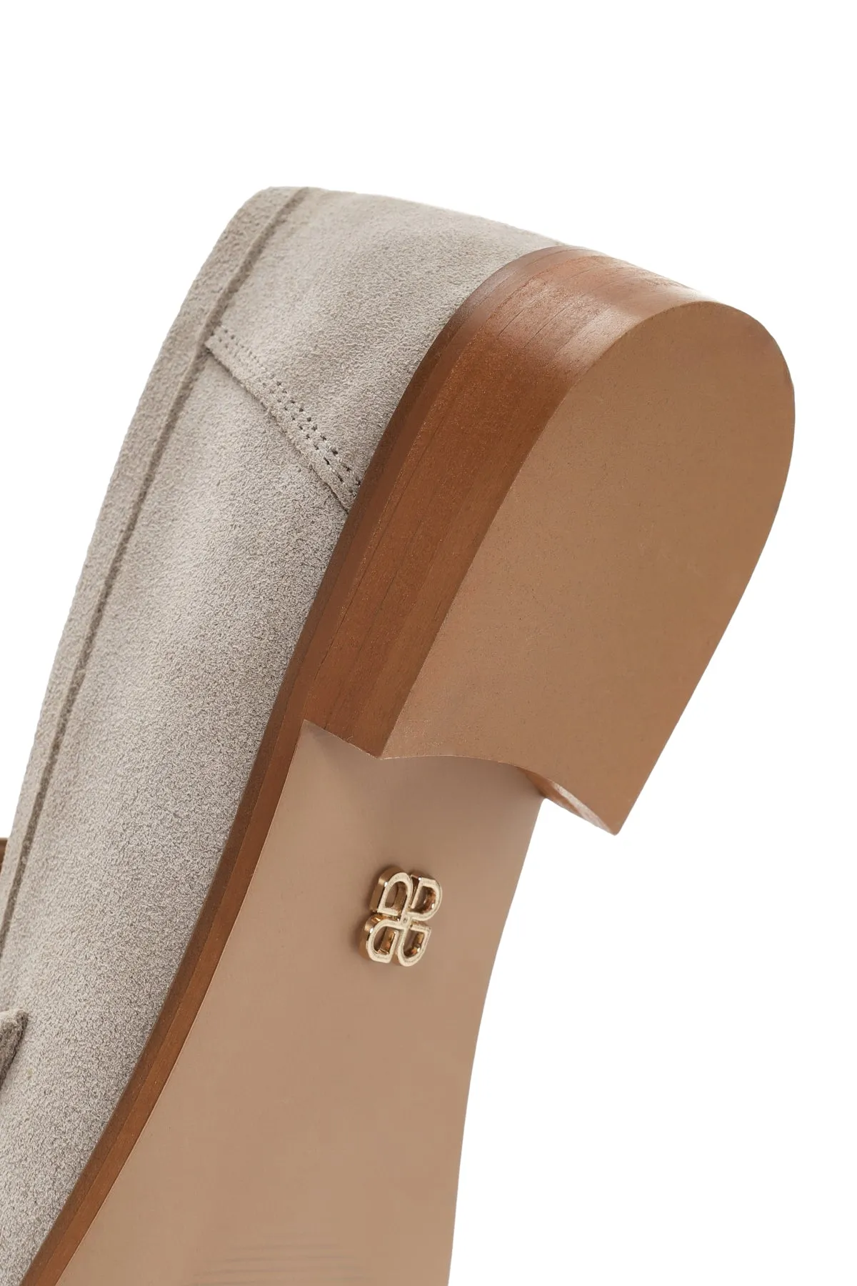 Kadın Bej Süet Deri Maskülen Loafer