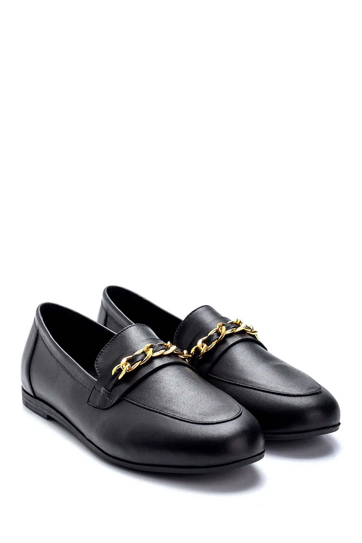 Kadın Deri Zincir Detaylı Loafer