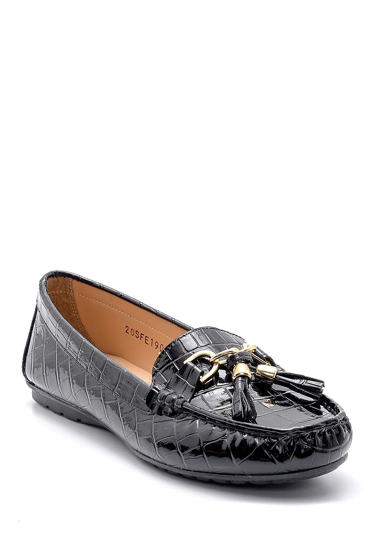 Kadın Kroko Desenli Rugan Loafer