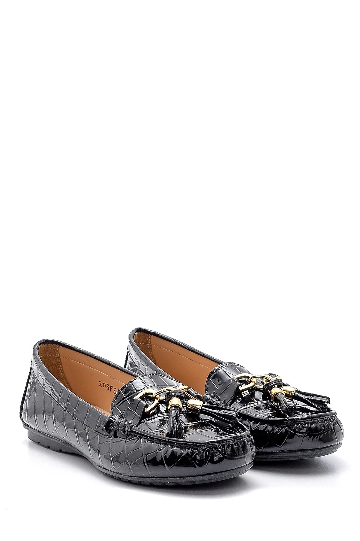 Kadın Kroko Desenli Rugan Loafer