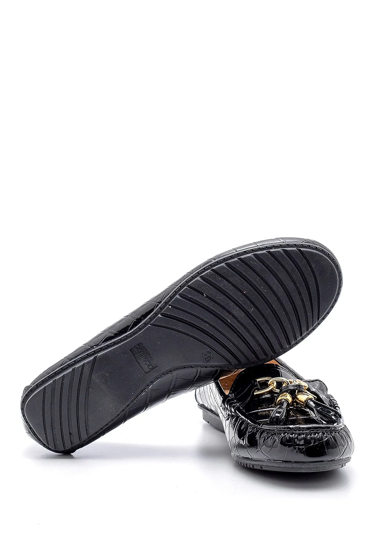Kadın Kroko Desenli Rugan Loafer